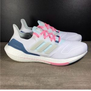 Adidas Ultraboost 22 White Gray Blue Pink